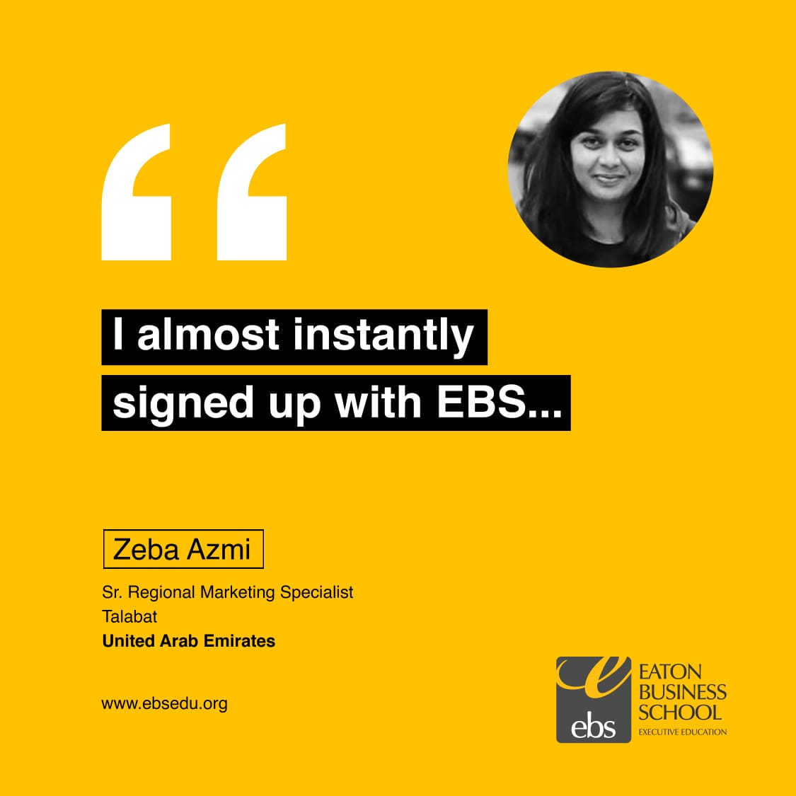 Zeba Azmi MBA Testimonial