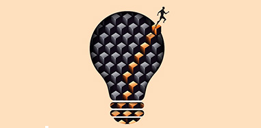 An image of a person climbing up a light bulb, representing their achievement as a Doctor of Business Administration.