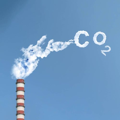 A smokestack with the word co2 written on it.